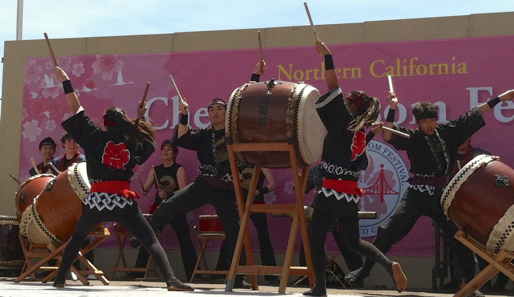 taiko drums at Japanese Cherry Blossom Festival, showing Japanese cultural traditions